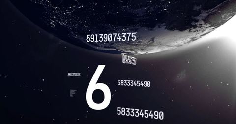 Space-Inspired Numeric Data Clouds Reflected Over Curved Surface