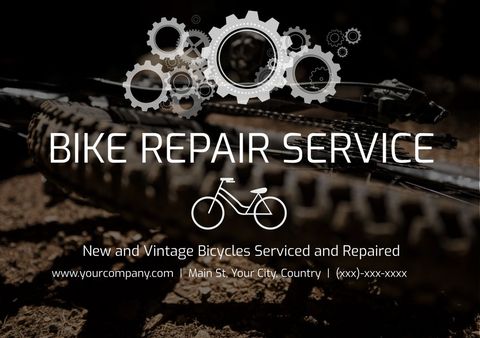 professional bike repair ad with bicycle gears and tools - Download Free Stock Templates Pikwizard.com