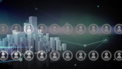 Cityscape Integrated with Digital Network Connections