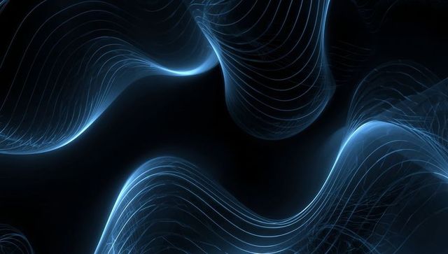 Luminous Flowing Blue Waves in Futuristic Space