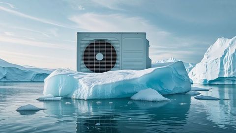 Industrial condenser on iceberg in polar environment