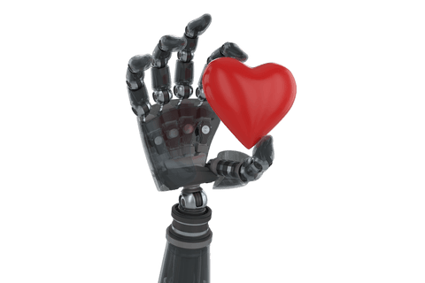 Transparent Cyborg Hand Holding Red Heart Shape - Download Free Stock Videos Pikwizard.com