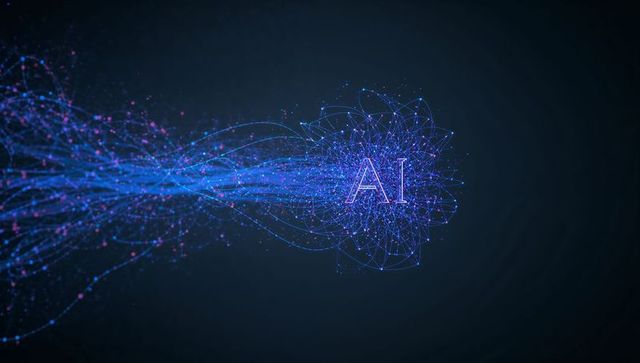 Streaming Neural Network Flow Converging on AI Core with Neon Particles and Digital Nodes