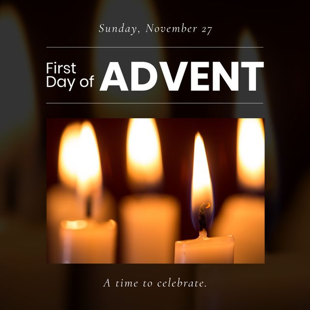 First Day of Advent Surrounded by Lit Candles with Glowing Flame - Download Free Stock Templates Pikwizard.com