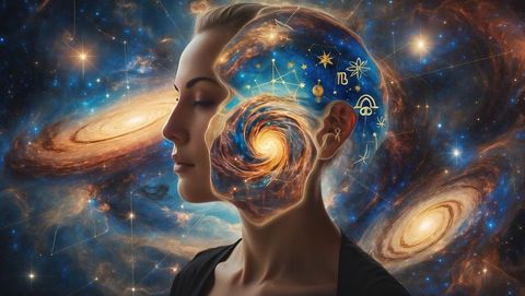 Woman's Inner Universe of Galactic Exploration and Spiritual Awakening - Download Free Stock Images Pikwizard.com