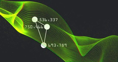 Abstract Data Points on Dynamic Green Wave - Download Free Stock Images Pikwizard.com
