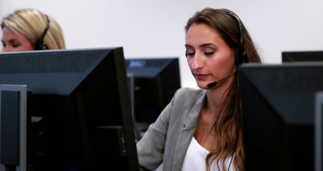 Customer Support Representatives Working in Modern Call Center - Download Free Stock Images Pikwizard.com