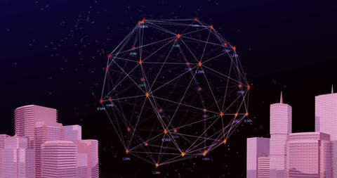 Digital Networking in Futuristic Cityscape - Download Free Stock Images Pikwizard.com