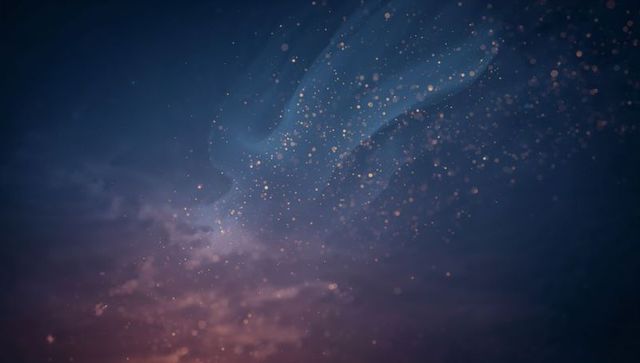 Deep blue purple cosmic nebula with glowing bokeh and aurora streaks for backgrounds