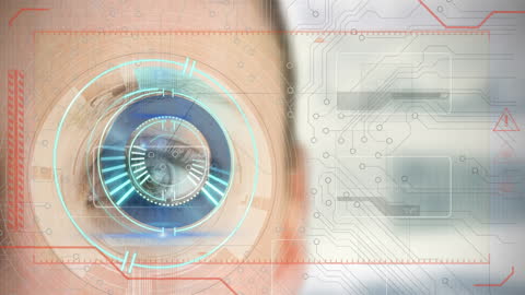 Caucasian Woman's Eye with Data Interface Projection