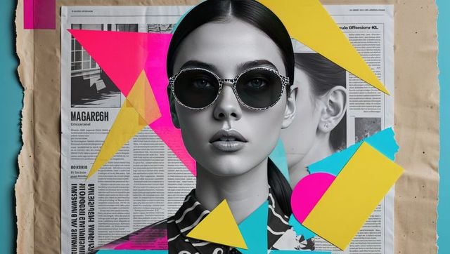 Stylish Woman with Sunglasses in Modern Artistic Collage