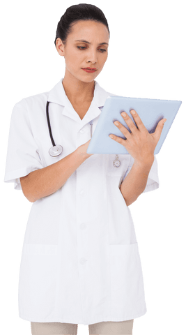Nurse in White Coat Using Transparent Tablet for Healthcare - Download Free Stock Videos Pikwizard.com