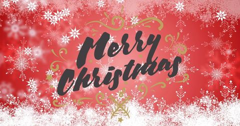 Festive Snowflakes with Merry Christmas Red Background