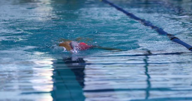 Person Swimming Freestyle in Indoor Pool Lane - Download Free Stock Images Pikwizard.com