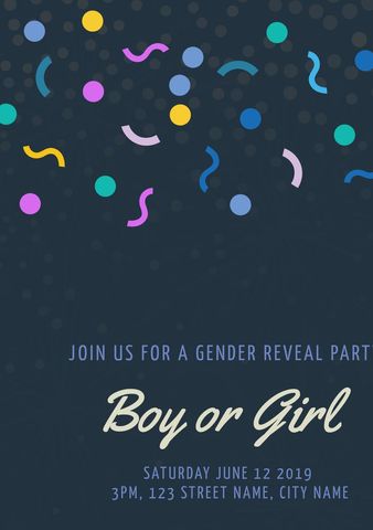 Vibrant Gender Reveal Party Invitation with Colorful Confetti - Download Free Stock Templates Pikwizard.com