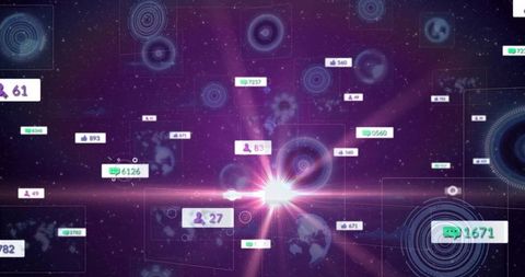 Futuristic digital interface with holographic elements and light flare