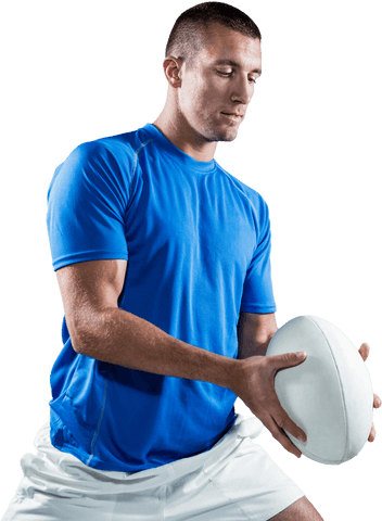 Transparent Image of Rugby Player Holding Ball in Blue Jersey - Download Free Stock Videos Pikwizard.com