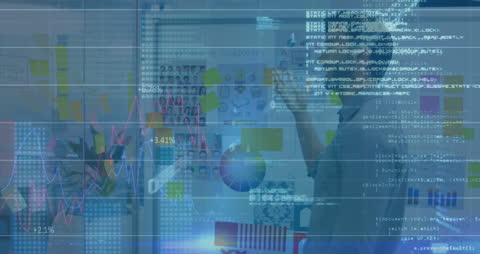 Data Processing Overlay on Busy Office