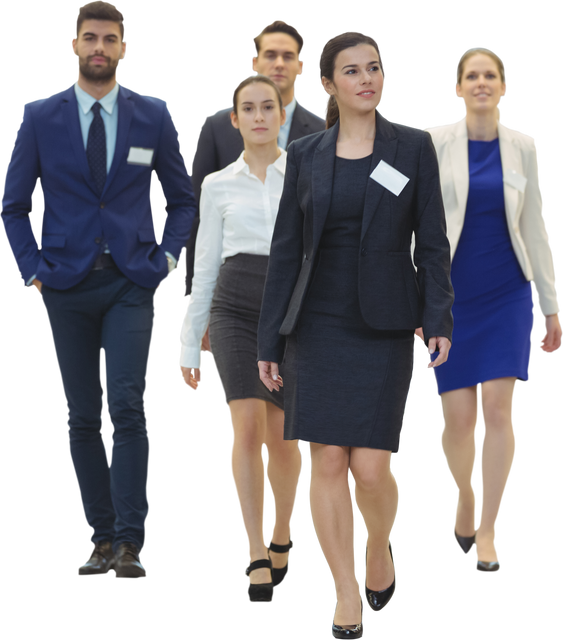 Transparent Diverse Group of Business Professionals Walking Confidently - Download Free Stock Videos Pikwizard.com