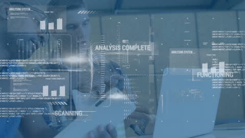 Digital Interface with Data Analysis in Modern Office Ambiance