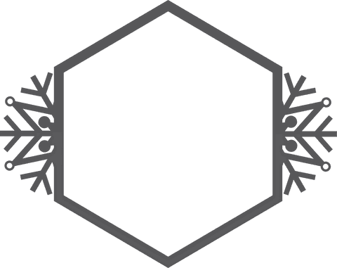 Transparent snowflake hexagon frame with abstract shape