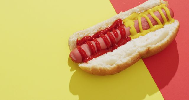 Close-up of Classic Hot Dog with Ketchup and Mustard - Download Free Stock Images Pikwizard.com