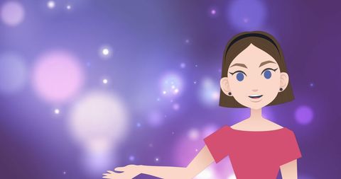 Abstract female icon in front of glowing purple background