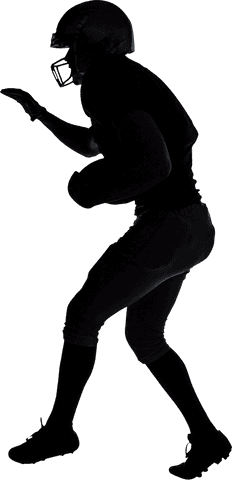 Transparent silhouette of sportsman playing american football