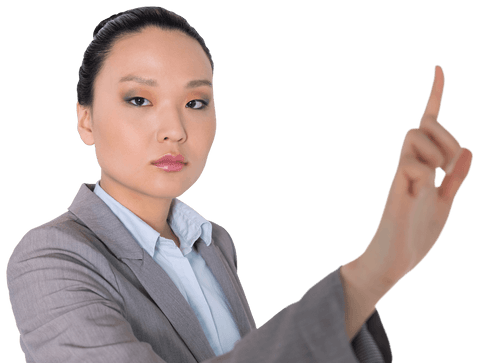 Businesswoman Pointing Direction on Transparent Background