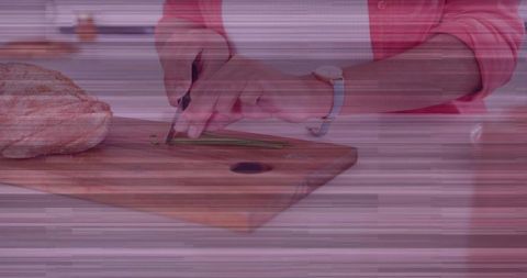 Woman Preparing Fresh Green Onions in Modern Kitchen