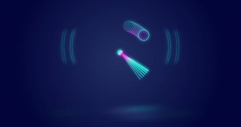 Abstract Neon Shapes on Deep Navy Background