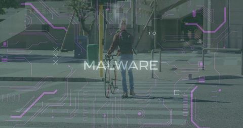 Digital Security Threats Concept with Futuristic Circuit Overlay