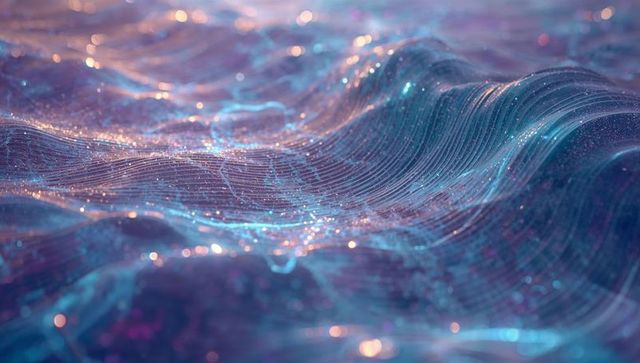 Glowing Digital Wave with Luminous Particle Network