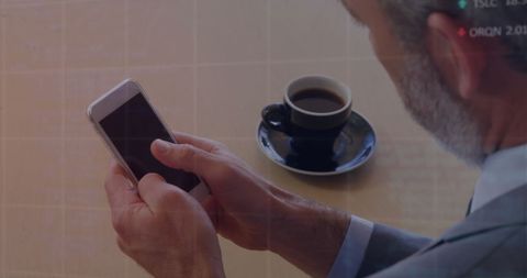 Businessman Analyzing Finance with Smartphone and Coffee - Download Free Stock Images Pikwizard.com