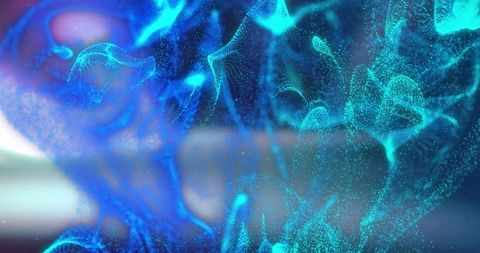 Turquoise Particle Ribbon Nebula Flowing Generative Cloud with Neon Abstract Depth