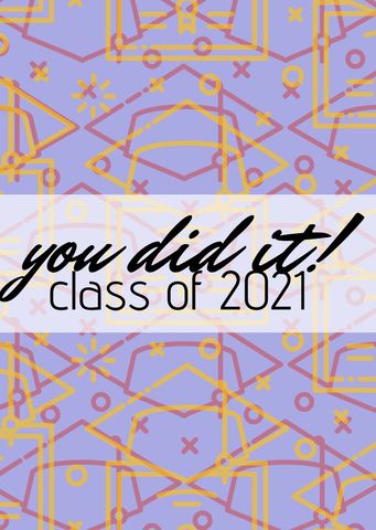 Vibrant graduation background with 2021 message