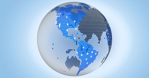 Digital Globe with Pixelated Style Over Blue Background - Download Free Stock Images Pikwizard.com