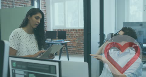 Colleagues Collaborating with Virtual Reality at Modern Workplace