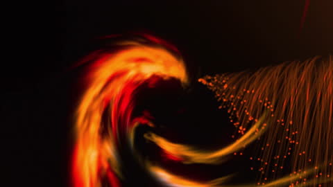 Fiery Digital Swirl with Sparkling Particles in Motion