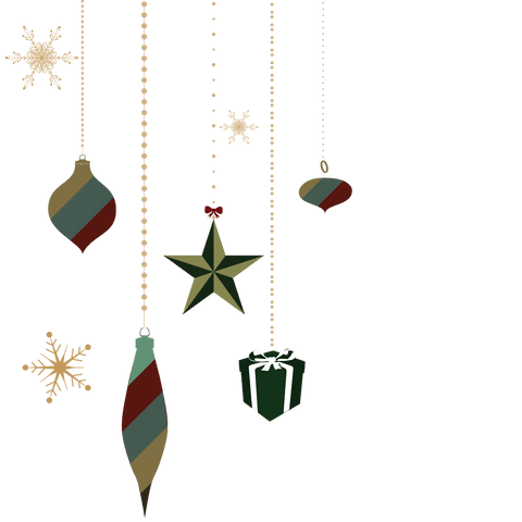 Transparent Ornaments and Stars Hanging from Beads