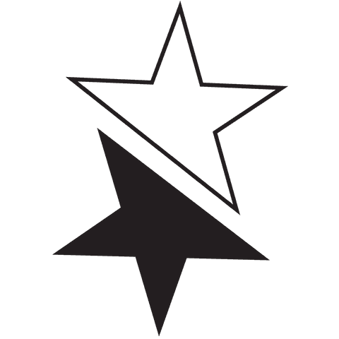 Transparent halved black star symbol isolated vector