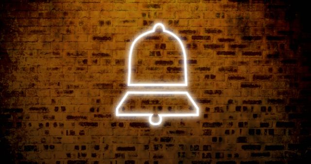 Digital Notification Bell Icon Illuminated on Brick Wall - Download Free Stock Images Pikwizard.com