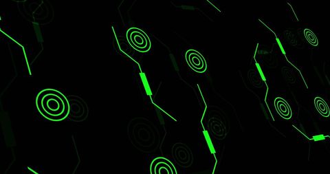 Abstract green circuitry on black background