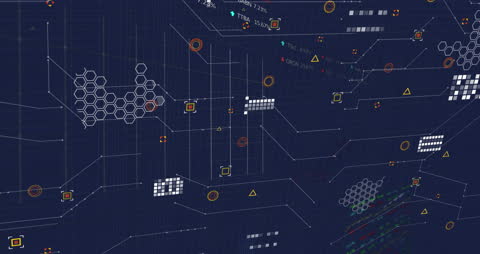 Animated Stock Market Data Visualization on Blue Background