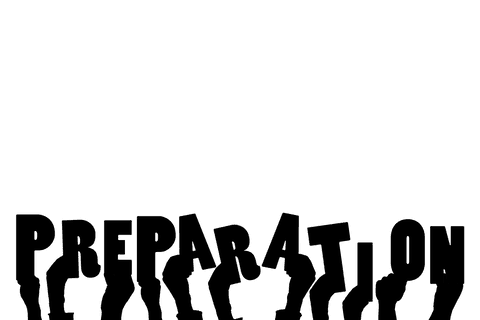 Hands with preparation text on transparent background vector