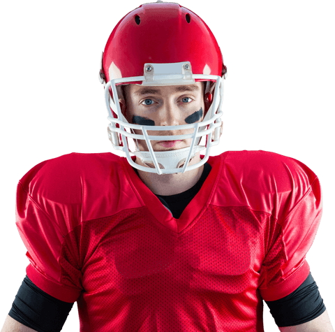 Confident american football player in transparent background