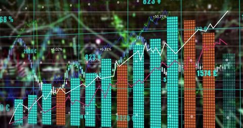 Dynamic Financial Market Data and Graphs on Digital Display - Download Free Stock Images Pikwizard.com