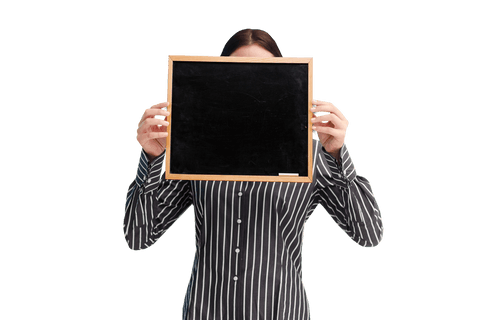 Woman Holding Blackboard Transparent Design