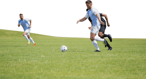 Male Footballers Competing on Sunny Day with Transparent Background - Download Free Stock Videos Pikwizard.com