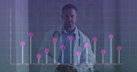 Medical Professional Analyzing Data with Interactive Chart in Clinic